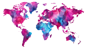 Watercolor world map. Illustration AI Generative png