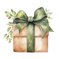 Aquarell Geschenk Box isoliert. Illustration ai generativ png