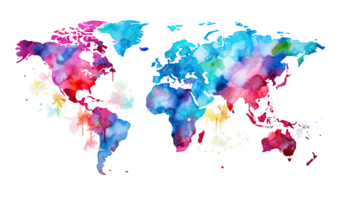 acuarela mundo mapa. ilustración ai generativo png