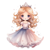 Cute watercolor princess. Illustration AI Generative png