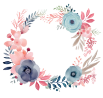 Watercolor floral frame. Illustration AI Generative png