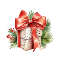 Noël aquarelle cadeau boîte. illustration ai génératif png