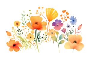 Watercolor floral background. Illustration AI Generative png