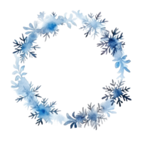 Watercolor snowflake frame. Illustration AI Generative png