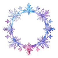 Watercolor snowflake frame. Illustration AI Generative png