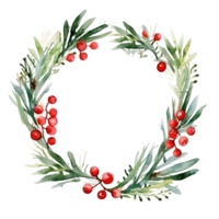 Watercolor Christmas Wreath. Illustration AI Generative png