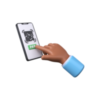 Payment by qr code from mobile phone, 3d style. png