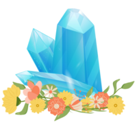 Kristall. heilend transparent Heilung Quarz. Gradient klar hell Juwel mit Blume. Blumen- Magie Stein png