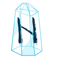 linha arte cristal com runa hagalaz. curativo transparente cura quartzo. azul Claro brilhante gema. Magia pedra png