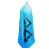 kristal met structuur rune berkana. genezend transparant genezing kwarts. blauw Doorzichtig helder edelsteen. magie steen png