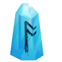 Crystal with Texture Rune Os. Curative Transparent Healing Quartz. Blue Clear Bright Gem. Magic Stone png