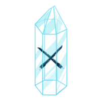 ligne art cristal avec rune gébo. curatif transparent guérison quartz. bleu clair brillant gemme. la magie pierre png