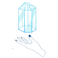 céleste mystique ligne mains avec bleu contour quartz cristal. ésotérique symboles png