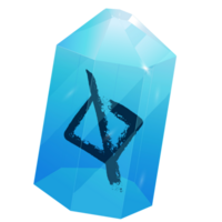 cristal avec texture rune Jera. curatif transparent guérison quartz. bleu clair brillant gemme. la magie pierre png