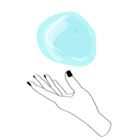 celestial místico línea manos con azul degradado cuarzo cristal. esotérico símbolos png