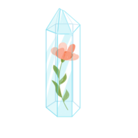 esboço cristal. curativo transparente cura quartzo com floral, flores. gradiente Claro brilhante gema com quadro. Magia pedra png