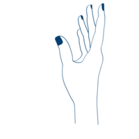Line Art Hand with Blue Nail in Boho Minimalist Style with a white outline png