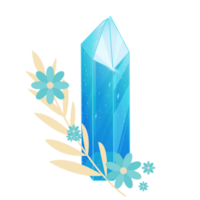 Crystal. Curative Transparent Healing Quartz. Gradient Clear Bright Gem with Flower. Floral Magic Stone png