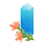 Crystal. Curative Transparent Healing Quartz. Gradient Clear Bright Gem with Flower. Floral Magic Stone png