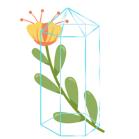 contorno cristal. curativo transparente curación cuarzo con florales, flores. degradado claro brillante joya con marco. magia Roca png