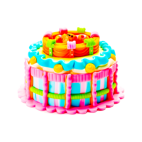 Colorful birthday cake png generative ai