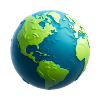 3D of Planet World Earth Globe Realistic Sculpted Plastic Highly Detail Transparent Background png