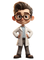 3D Cute SD Cartoon of Doctor with Stethoscope on Transparent Baackground png