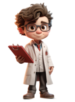 3D Cute SD Cartoon of Doctor with Stethoscope on Transparent Baackground png