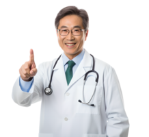 Professor Arzt Schauspielkunst zeigen Finger aussehen mögen Fachmann medizinisch Gesundheitswesen im transparent Hintergrund png