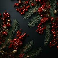 Christmas background with fir and berries photo