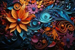 Floral 3d Vivid Background photo