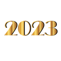 Lycklig ny år 2023 baner. gyllene vektor lyx text 2023 Lycklig ny år. guld festlig tal design vektor png