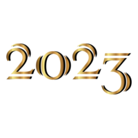 content Nouveau année 2023 bannière. d'or vecteur luxe texte 2023 content Nouveau an. or de fête Nombres conception vecteur png