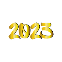 Lycklig ny år 2023 baner. gyllene vektor lyx text 2023 Lycklig ny år. guld festlig tal design vektor png