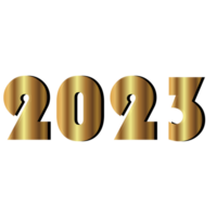 Lycklig ny år 2023 baner. gyllene vektor lyx text 2023 Lycklig ny år. guld festlig tal design vektor png