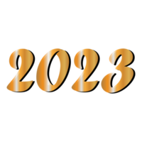 Lycklig ny år 2023 baner. gyllene vektor lyx text 2023 Lycklig ny år. guld festlig tal design vektor png