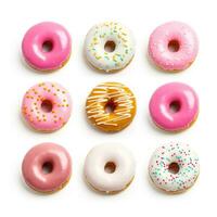 Delicious donuts isolated on white background photo