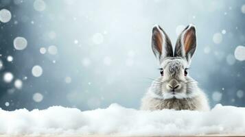 nieve liebre en nieve antecedentes con vacío espacio para texto foto