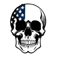 skull illustration with american flag paint png