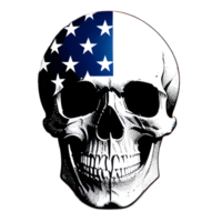 skull illustration with american flag paint png