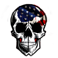 skull illustration with american flag paint png