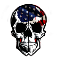 skull illustration with american flag paint png