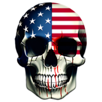 skull illustration with american flag paint png