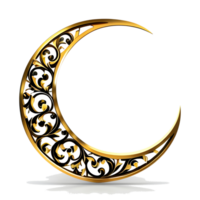 Illustration of a Crescent Moon Engraved in Gold Color png
