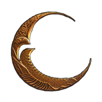 Illustration of a Crescent Moon Engraved in Gold Color png