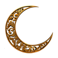 Illustration of a Crescent Moon Engraved in Gold Color png