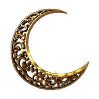 Illustration of a Crescent Moon Engraved in Gold Color png