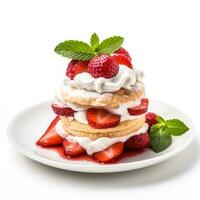 Delicious Strawberry Shortcake isolated on white background photo