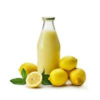 Lemon Smoothie shake in a bottle isolated on white background photo