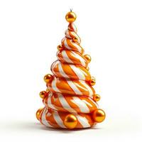 Orange Christmas tree candy cane isolated on white background photo